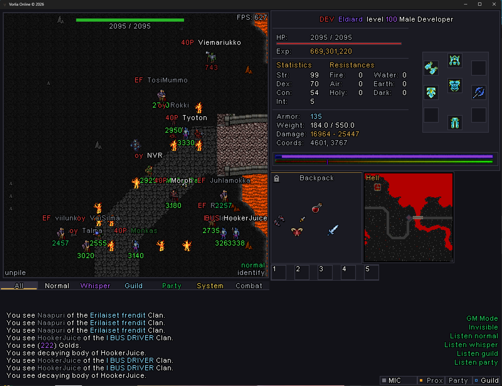 Vorlia Online gameplay screenshot — Hell region
