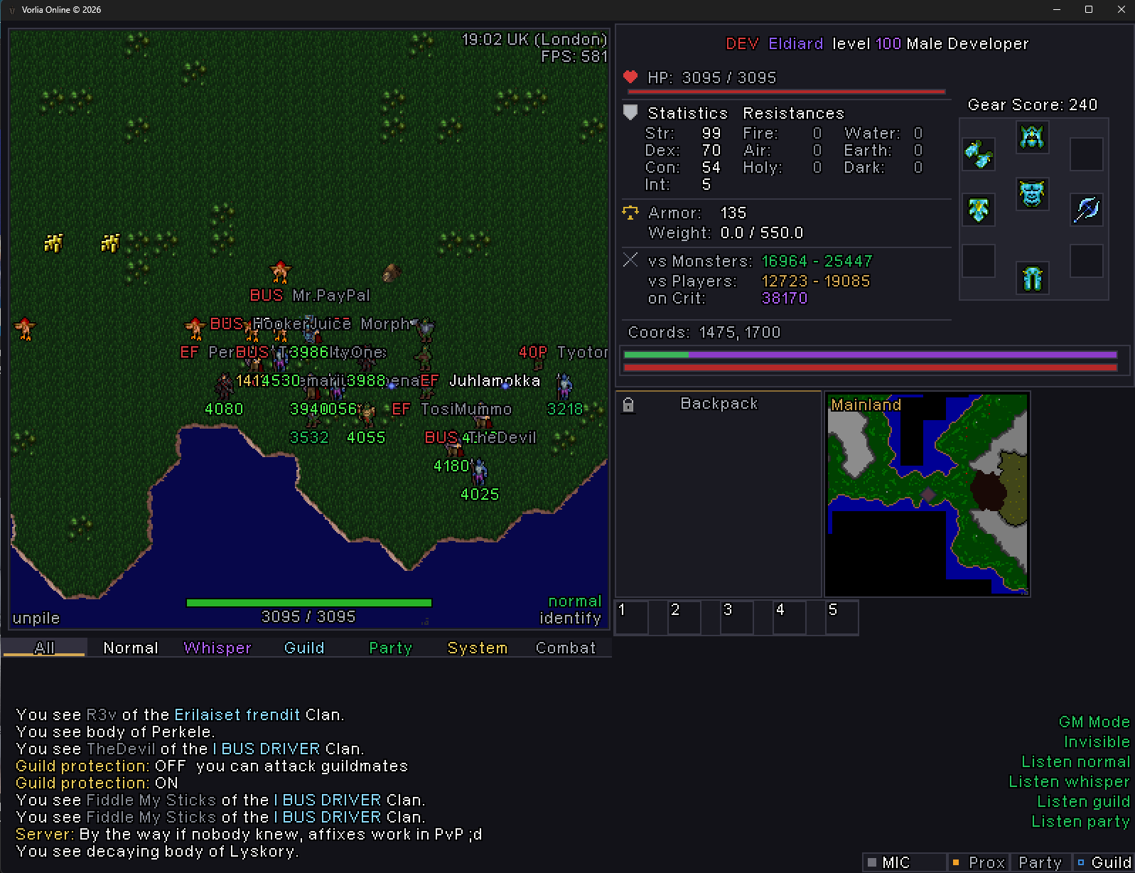 Vorlia Online gameplay screenshot — Mainland region